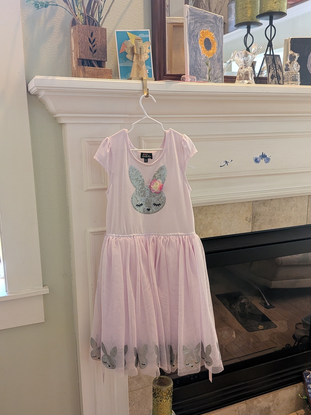 Lavender Periwinkle/Pink Kids Bunny Sequence Dress 🩷